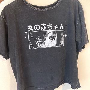 Distressed Japanese Anime Oversized Tee Shirt